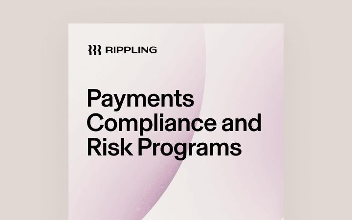 Document with a cover page that says "Payments Compliance and Risk Programs" with the Rippling logo